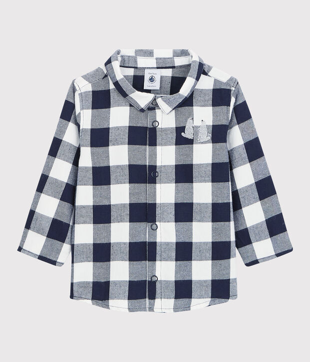 Chemise en coton b&eacute;b&eacute; bleu/blanc