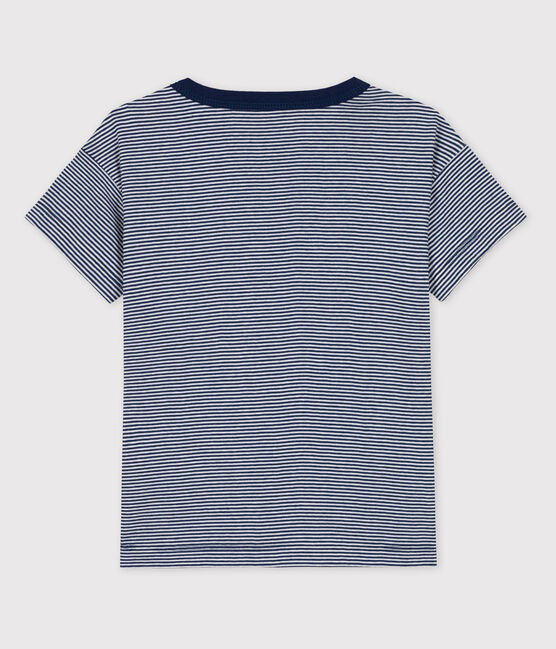 T-shirt jongen Petit Bateau x Water Family blauw MEDIEVAL/wit MARSHMALLOW