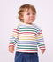 Katoenen babytruitje met matrozenstreepjes wit/multicouleur