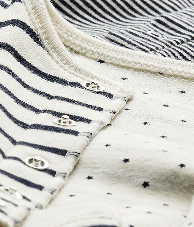 Omkeerbaar driedelig babypakje wit/blauw