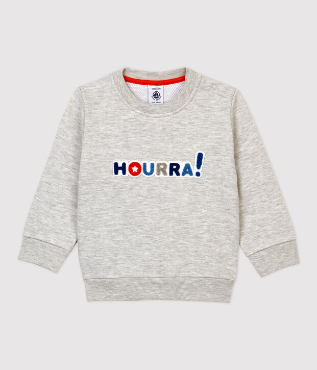 Sweatshirt en molleton b&eacute;b&eacute;. gris chin&eacute; clair