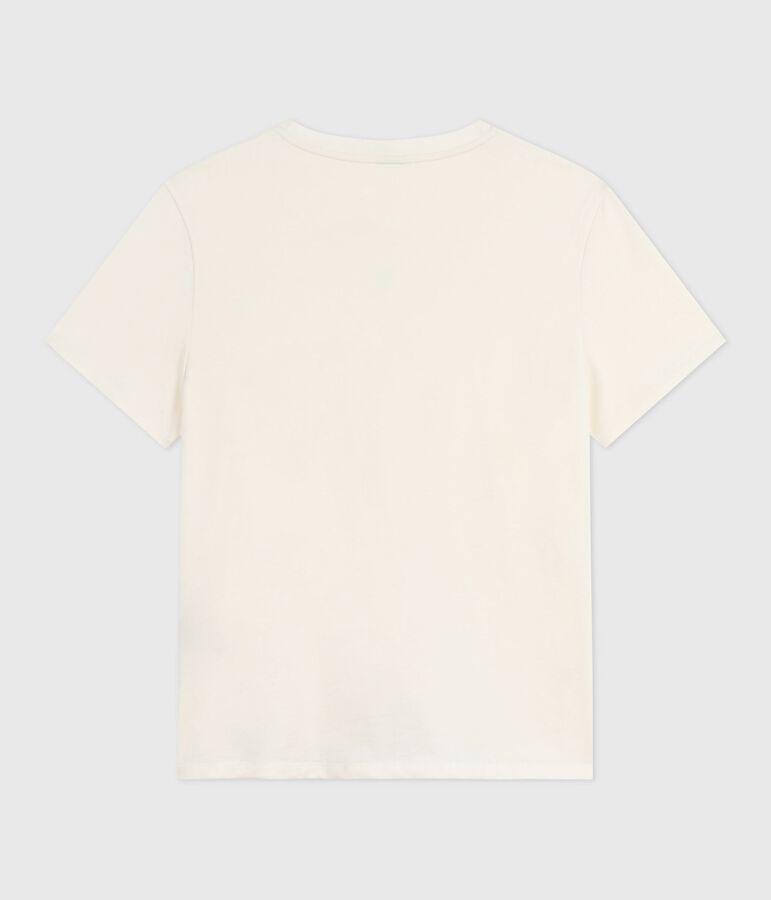 Tee-shirt femme le droit en coton manches courtes &eacute;cru