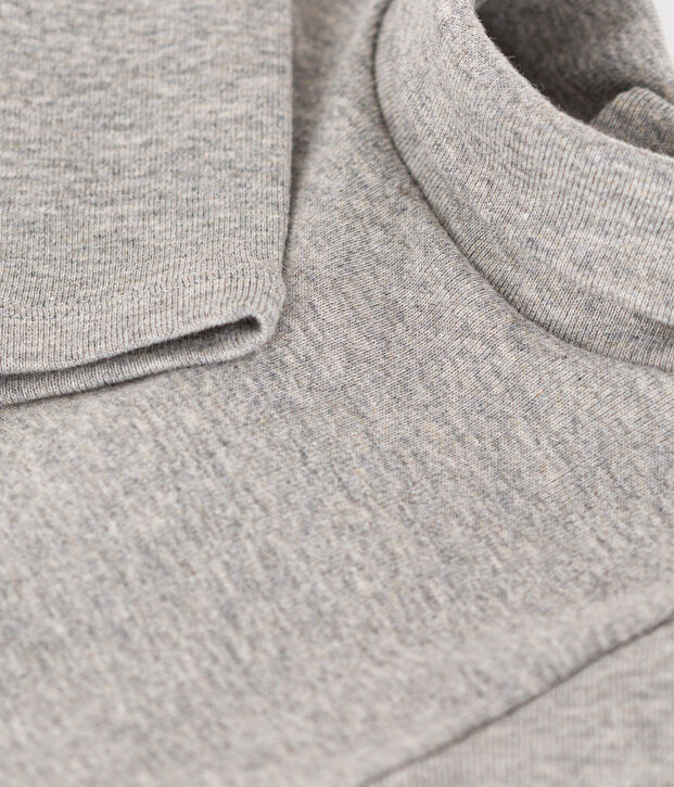Body manches longues col roul&eacute; en coton b&eacute;b&eacute; gris