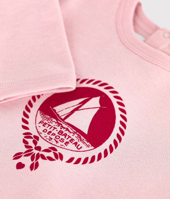 Katoenen babysweatshirt met vintage Petit Bateau-motief roze JOLI