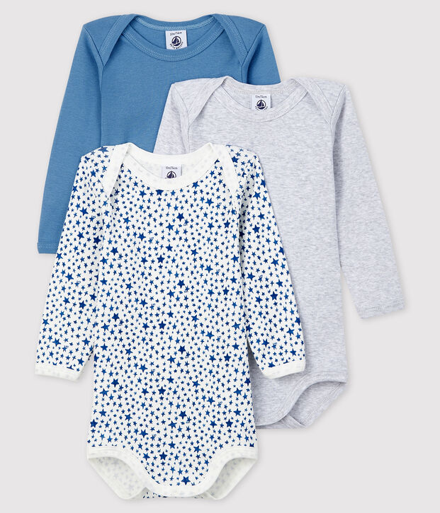 Set van 3 rompertjes met lange mouwen voor baby jongen multicouleur