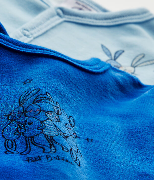 Set van twee fluwelen pyjama's voor baby wit