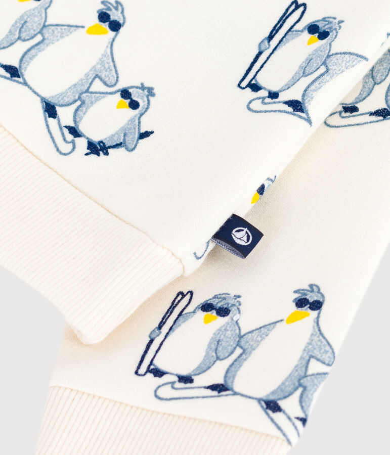 Katoenen sweatshirt met pingu&iuml;nprint voor baby's MILK/ MULTICO