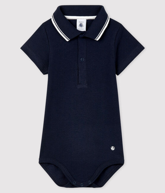 Body manches courtes colo polo en coton bébé bleu SMOKING