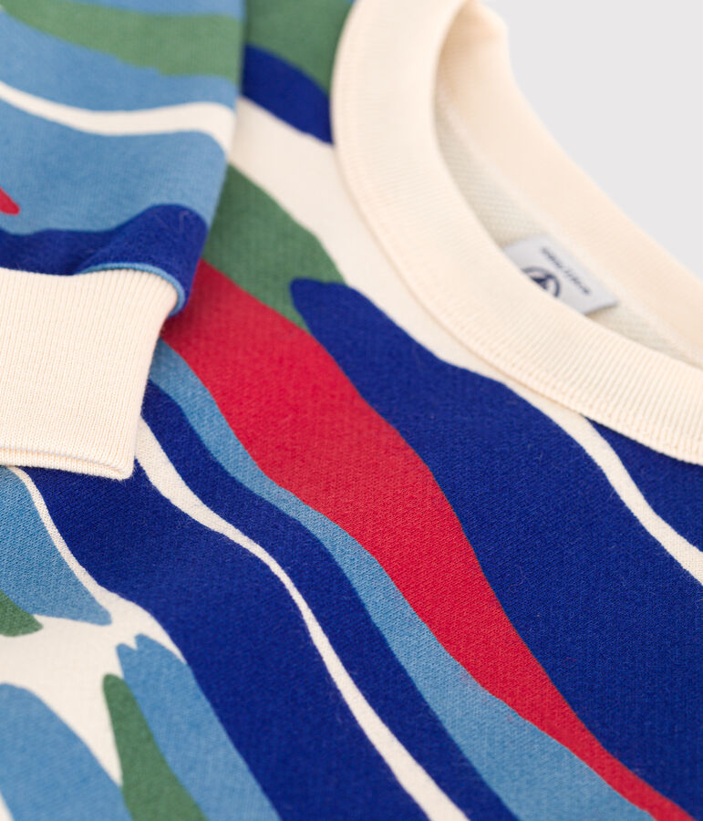 Sweatshirt in fleece voor jongens ecru/rood