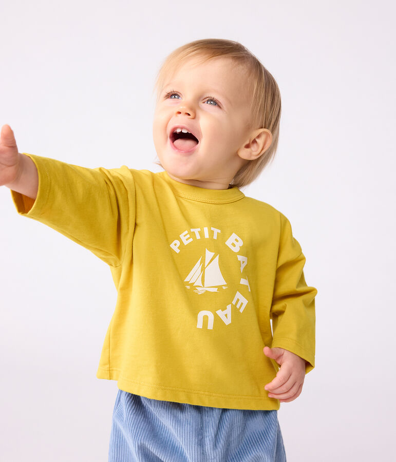 Baby T-shirt van katoen met lange mouwen geel
