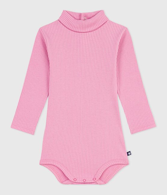 Effen katoenen babybody met rolkraag BOUDOIR