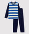 Fluwelen jongenspyjama gestreept blauw SMOKING/wit MULTICO