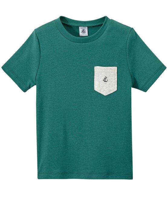T-shirt garçon à poche poitrine vert Olivier