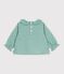 Katoenen babybloesje met lange mouwen en vichy-/hartjesprint groen/wit