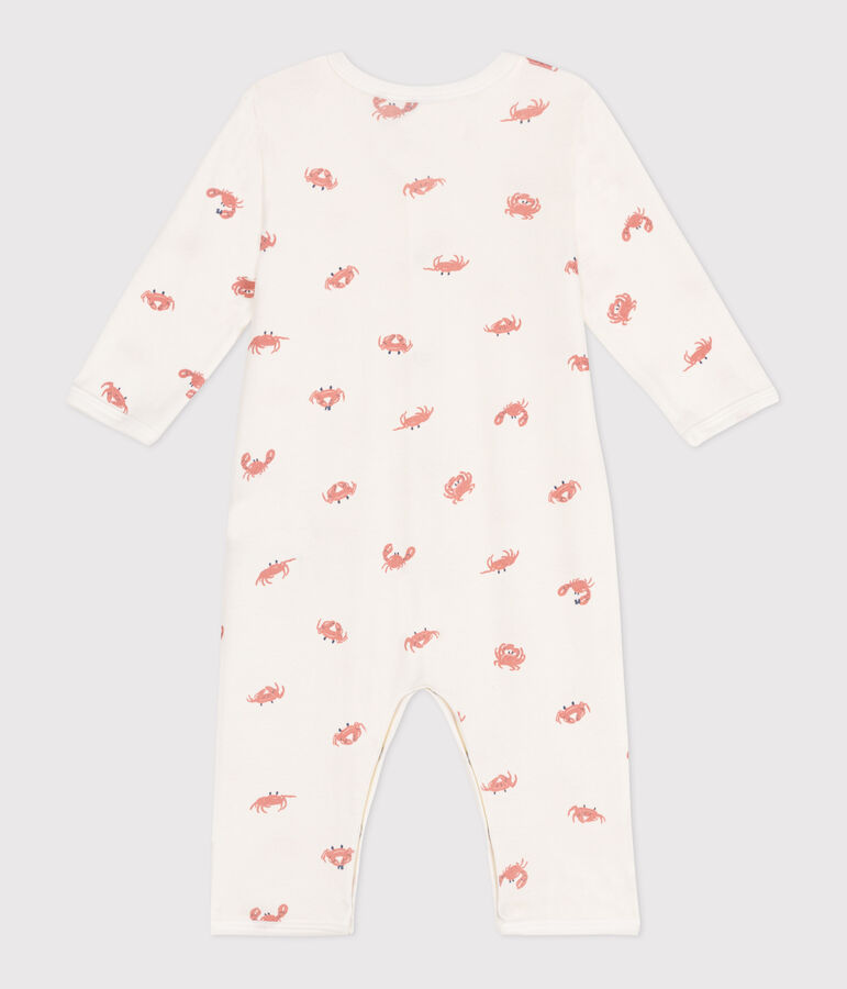 Pyjama b&eacute;b&eacute; en coton sans pieds crabes blanc MARSHMALLOW/blanc MULTICO