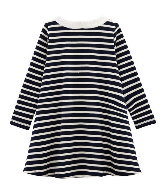 Robe manches longues enfant fille bleu SMOKING/beige COQUILLE
