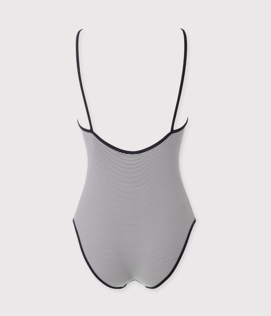 Maillot de bain 1 pièce femme bleu ABYSSE/blanc LAIT