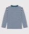 Katoenen jongens t-shirt met lange mouwen blauw MEDIEVAL/wit MARSHMALLOW