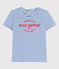 Tee-shirt LE DROIT 130 ans col rond en coton Femme blanc MARSHMALLOW/bleu PERSE