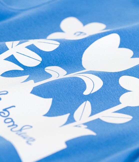 Katoenen T-shirt met korte mouwen voor meisjes blauw BRASIER