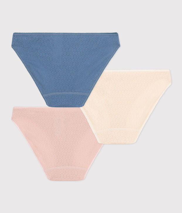 Lot de 3 culottes en coton ajour&eacute; femme multicouleur
