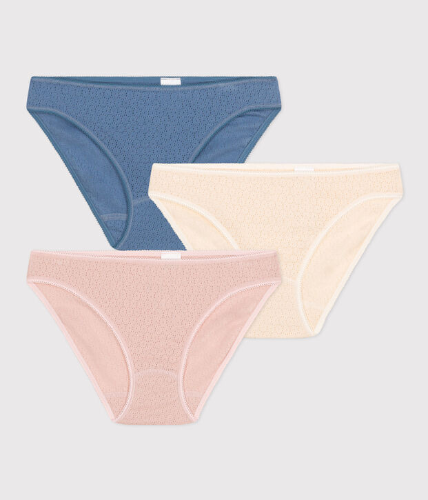 Lot de 3 culottes en coton ajour&eacute; femme multicouleur