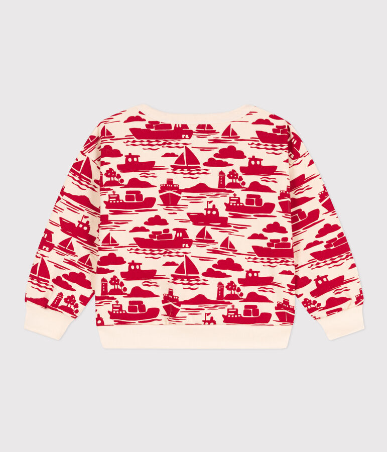 Sweater met print in molton voor jongens ecru/rood