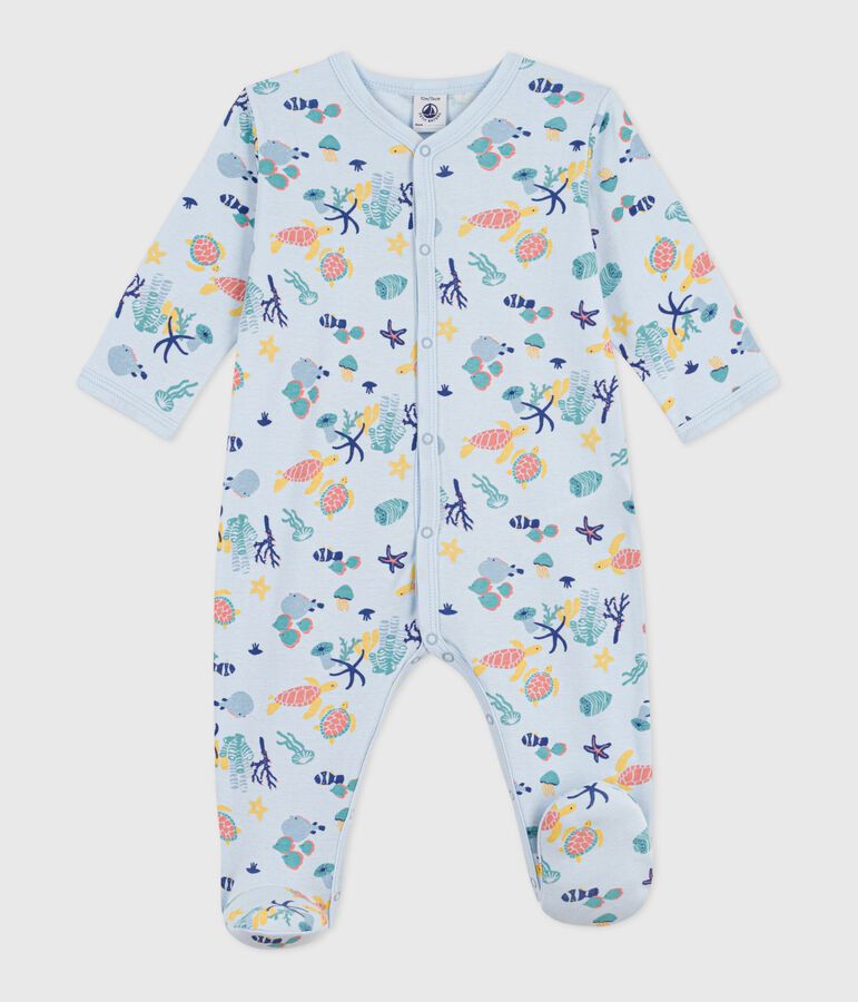 Katoenen babypyjama met lichtgevende marieneprint blauw/multicouleur