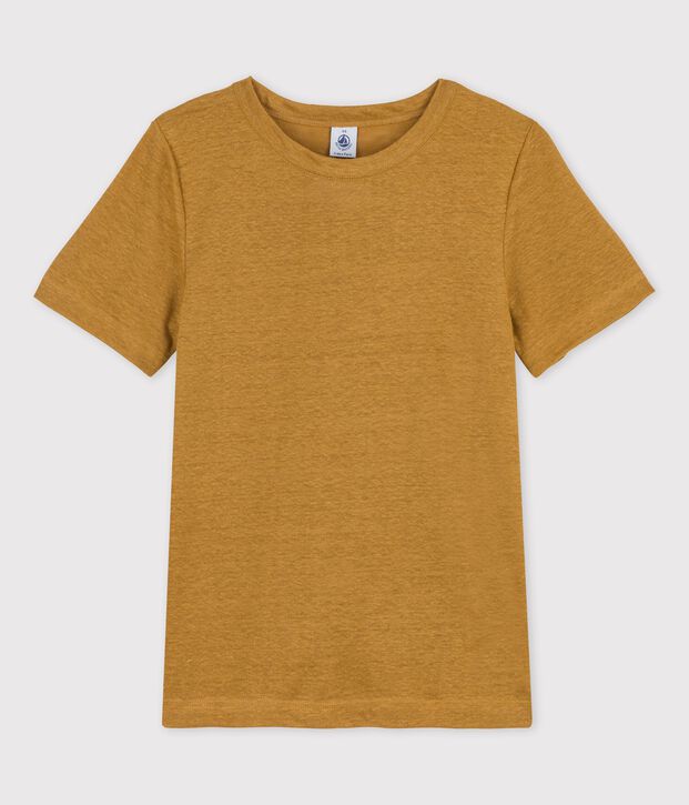 T-shirt voor dames in linnen, L'ICONIQUE geel
