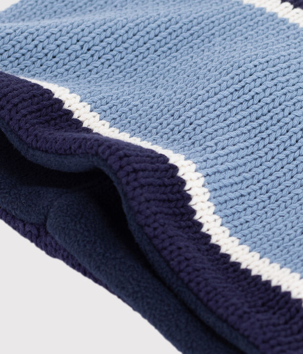 Snood enfant en tricot doubl&eacute; en polaire bleu