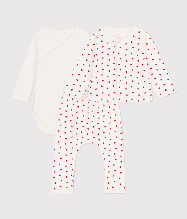 Set met print van katoen voor baby's wit/rood