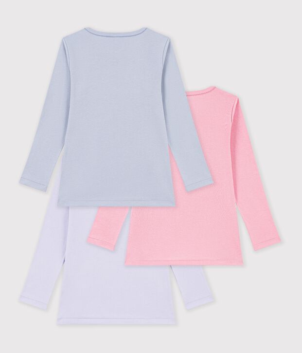 Lot de tee-shirts enfant en coton manches longues unis multicouleur