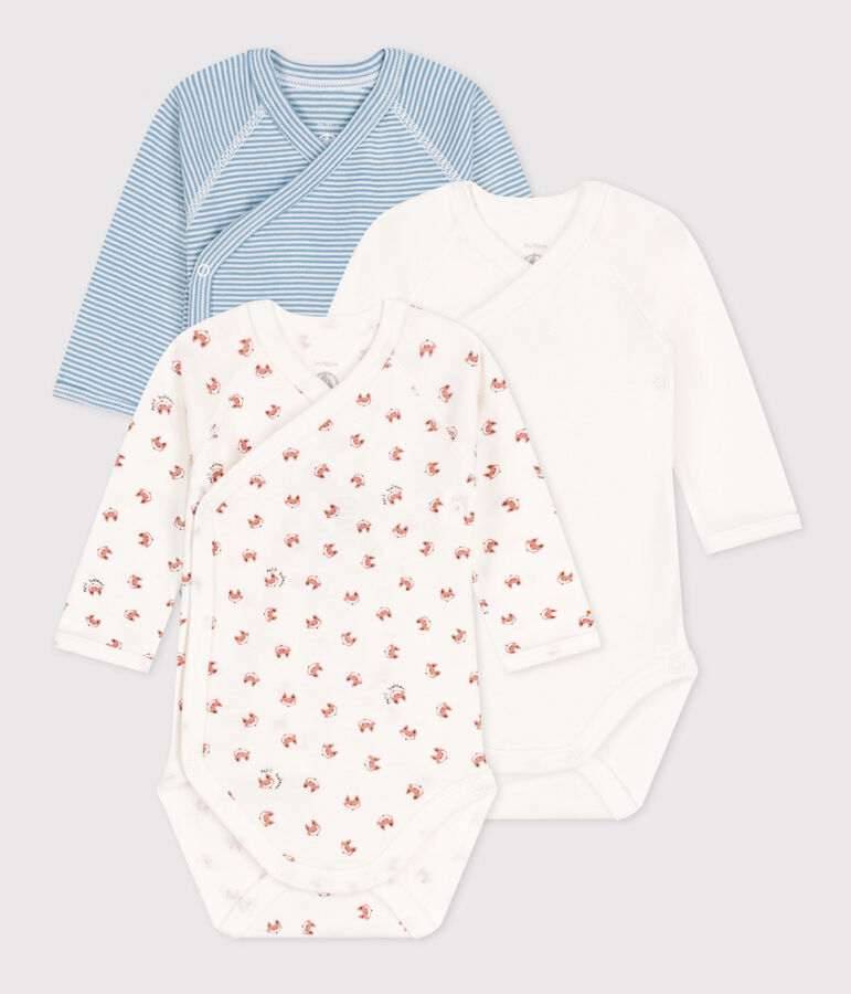 SET VAN 3 KATOENEN BODY'S MET LANGE MOUWEN VOOR BABY'S multicouleur