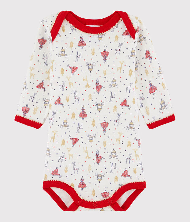 Body manches longues b&eacute;b&eacute; fille blanc/multicouleur