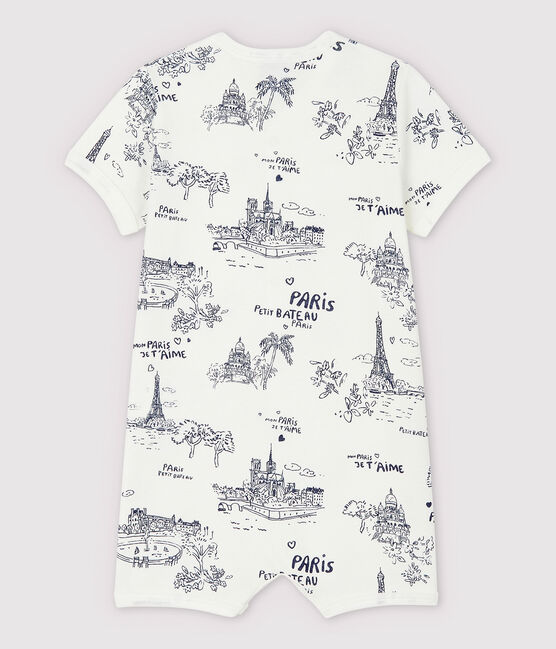 Combicourt toile de Jouy Paris bébé en coton blanc MARSHMALLOW/bleu MEDIEVAL