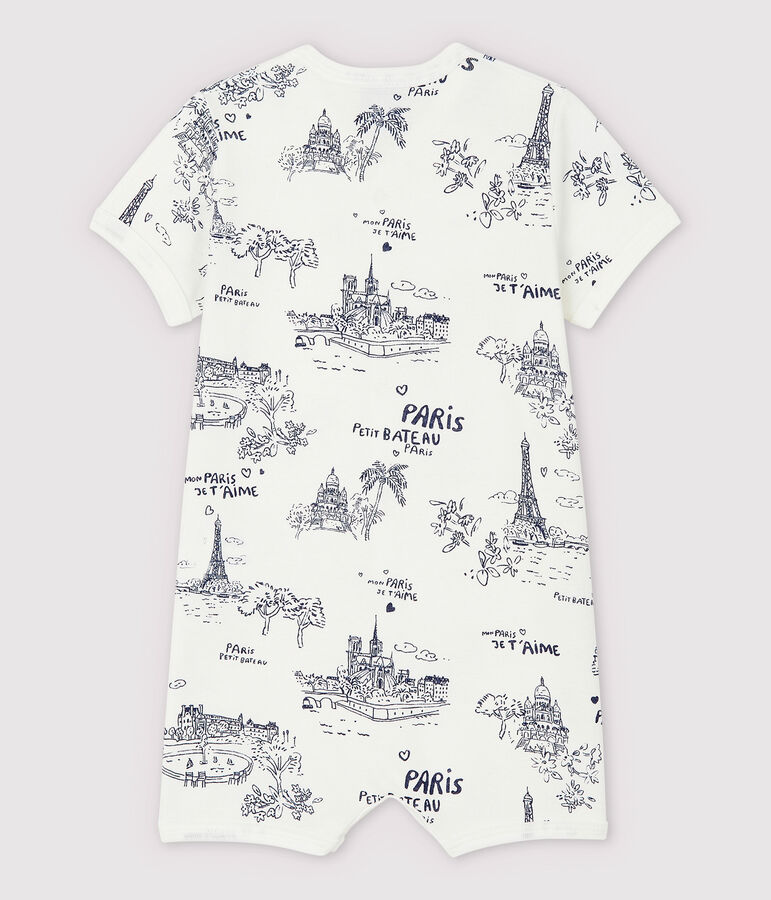 Combicourt toile de Jouy Paris b&eacute;b&eacute; en coton blanc/bleu