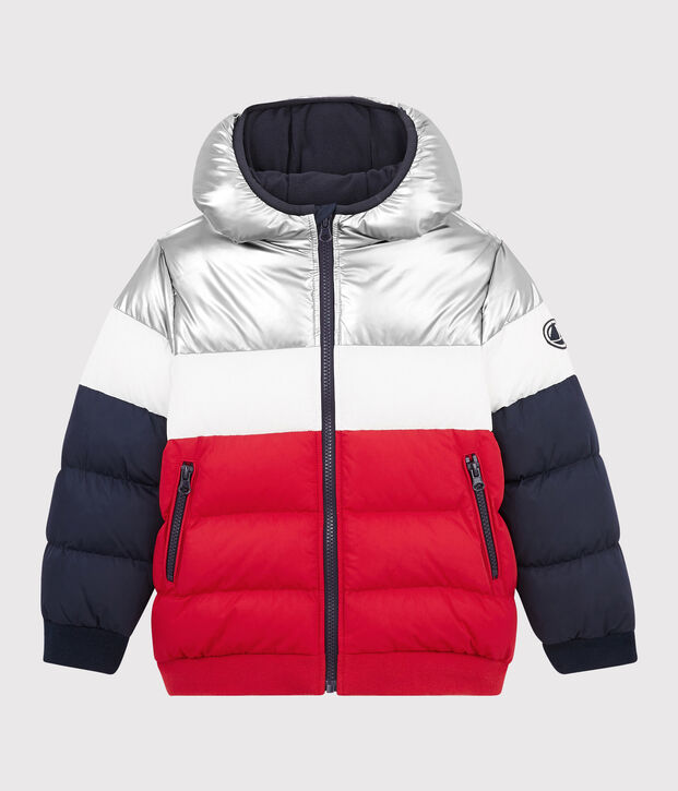 Donsjack kinderen jongens blauw/rood/wit