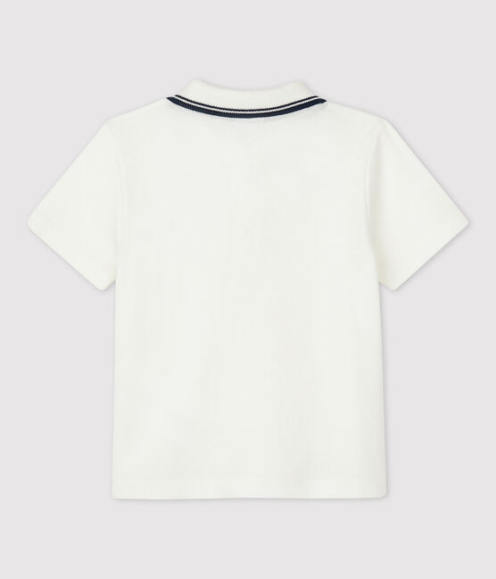 Polo manches courtes en coton bébé blanc MARSHMALLOW