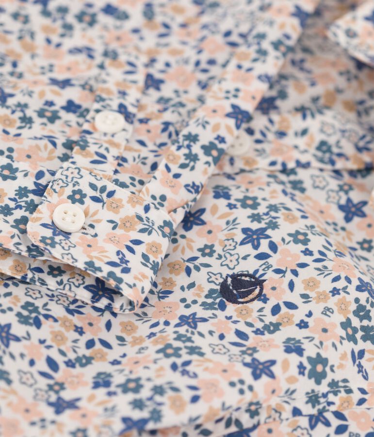 Jongenshemd van popeline wit/multicouleur