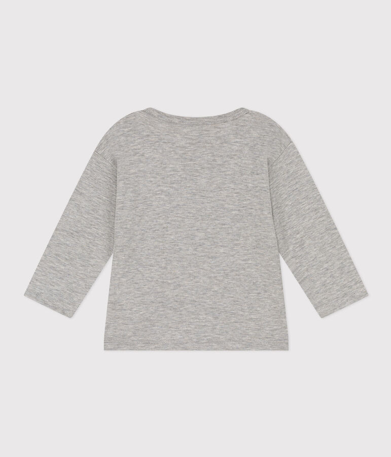 Tee-shirt manches longues en jersey flamm&eacute; b&eacute;b&eacute; gris CHATON CHINE