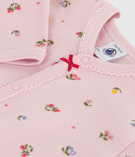Pyjama bébé en coton sans pieds imprimé fleuri rose JOLI/blanc MULTICO