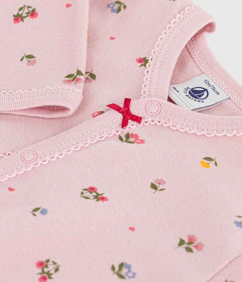 Pyjama b&eacute;b&eacute; en coton sans pieds imprim&eacute; fleuri rose/multicouleur