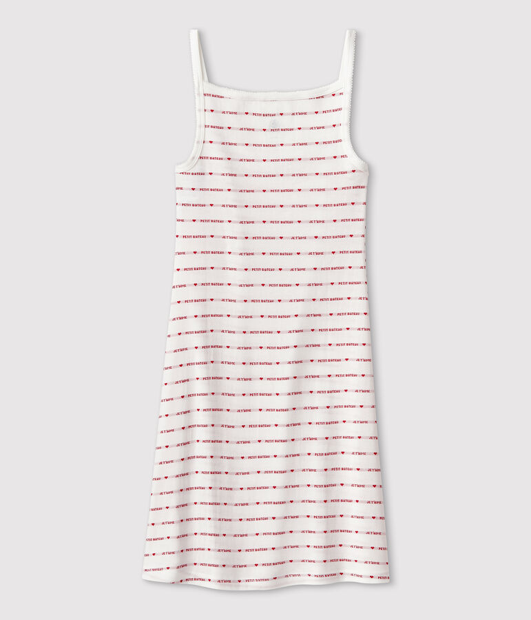 Damesjurk met bandjes wit/rood