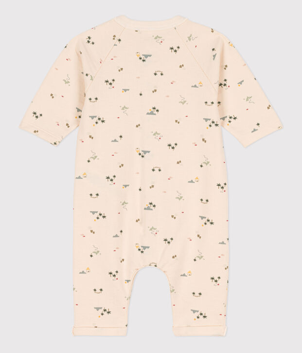 Combinaison longue imprim&eacute;e en molleton b&eacute;b&eacute; &eacute;cru/multicouleur