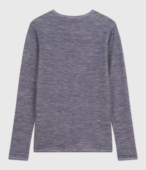 Gestreept T-shirt met lange mouw van wol en katoen voor dames blauw SOIR/ MARSHMALLOW