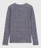 Gestreept T-shirt met lange mouw van wol en katoen voor dames blauw SOIR/ MARSHMALLOW