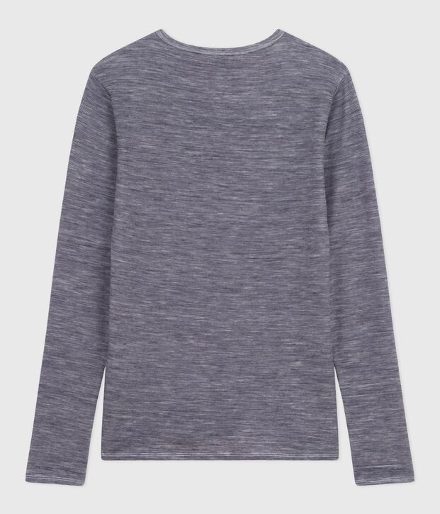 Gestreept T-shirt met lange mouw van wol en katoen voor dames blauw/wit