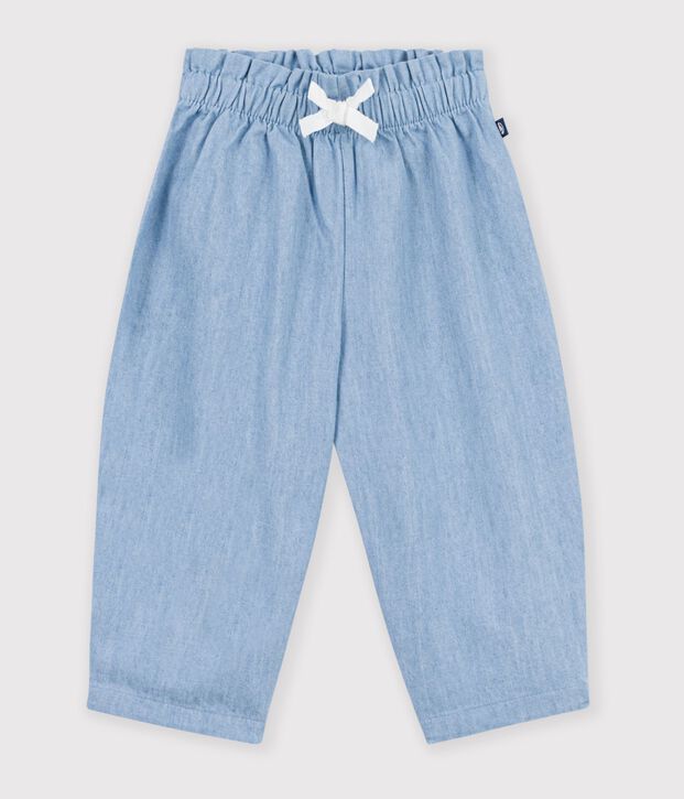Babybroekje van chambray blauw