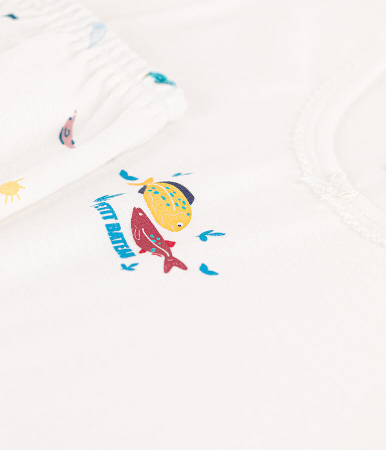 Pyjacourt animaux marins en coton petite fille blanc/multicouleur