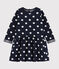 Robe manches longues bébé fille bleu SMOKING/blanc MARSHMALLOW